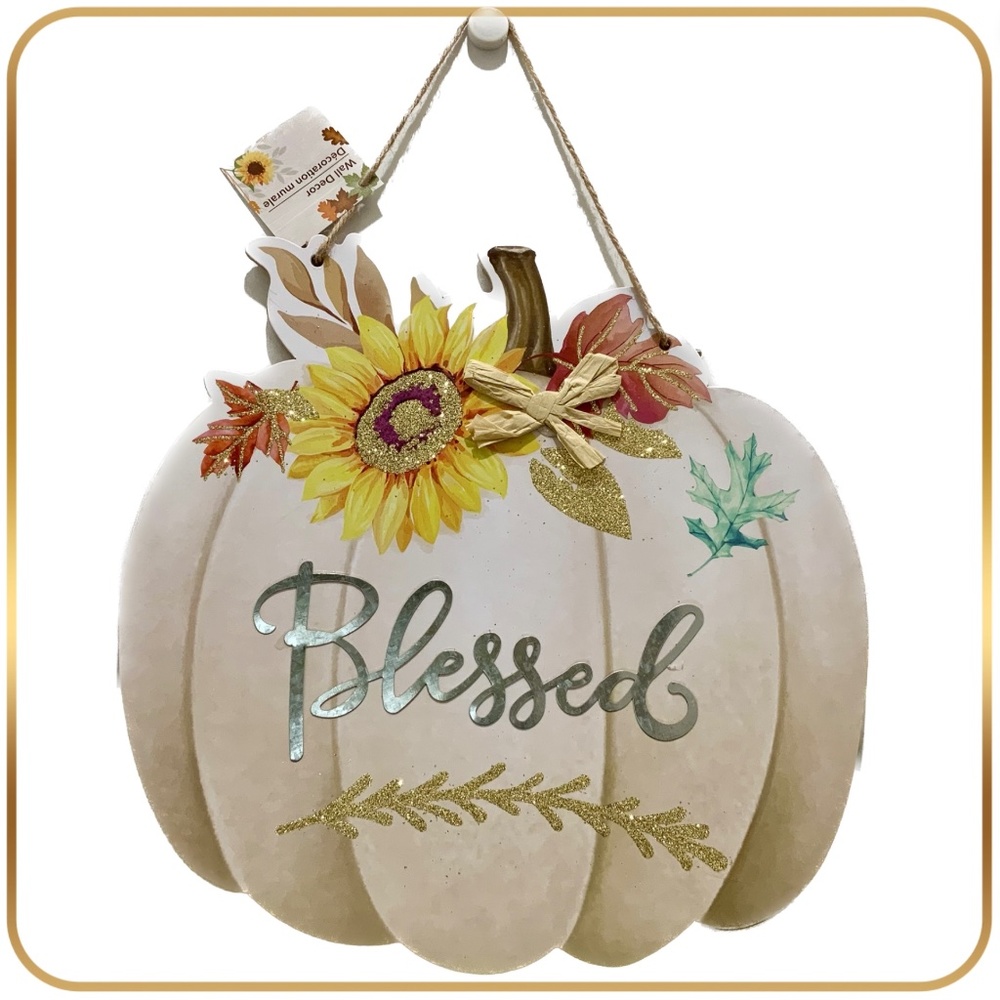 Blessed Pumpkin Door / Wall Hanging Decor Autumn Fall Halloween Decoration NEW